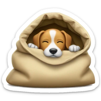 Dog sleeping in bag sticker