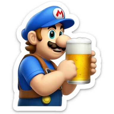 Mario plumber drinking beer sticker
