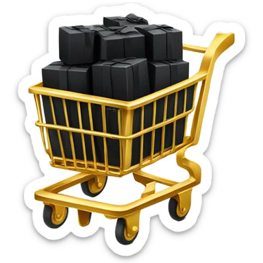 shopping cart in a gold medal filled with black boxes sticker