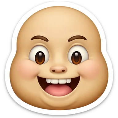 Fat emoji face with stupid look on its face, smiling with one front buck tooth. Not like one tooth missing but as if just one had grown instead of two sticker
