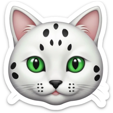 um gato branco com manchas pretas  olho preto e verde só manchas pretas sticker
