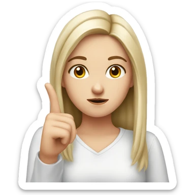 A white girl with an important face brings with two hands with an outstretched index finger to her nose, dissatisfied sticker