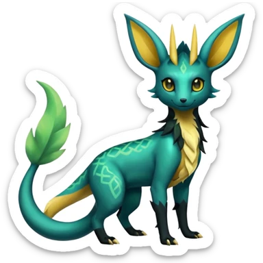 Dark Shiny Edgy Exotic Electrike-Salandit-Leafeon-Umbreon-Fakémon-hybrid-creature (full body)  sticker