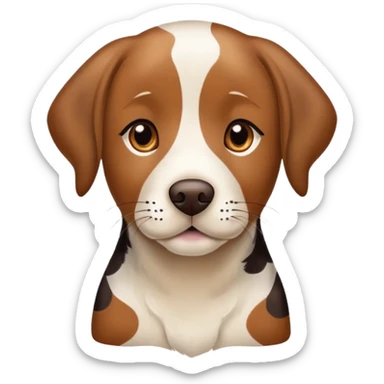spotted brown Labrador retriever with calico pattern, friendly face sticker