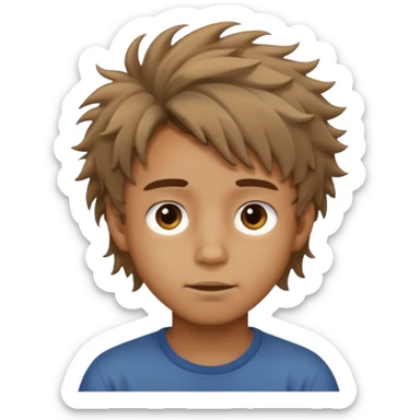 Un niño con forma de cara un poco estirada piel un poco morena y hombre sticker