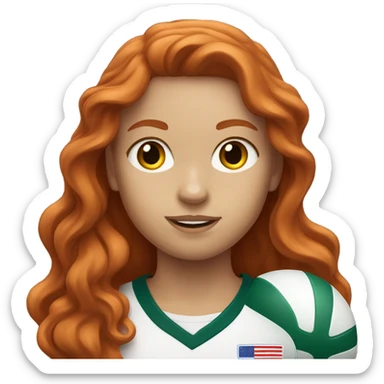 redhead girl with long wavy hair doing sports  sticker