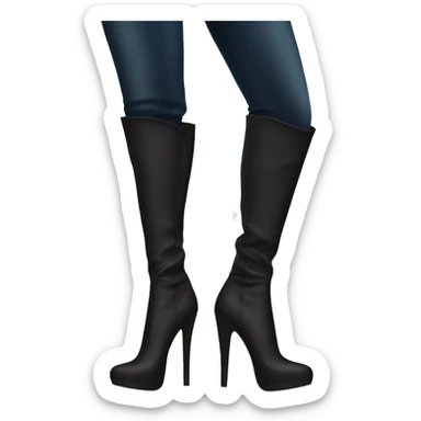 black heeled boots pumps knee rise sticker