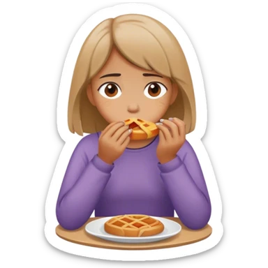 una chica triste comiendo sola sticker