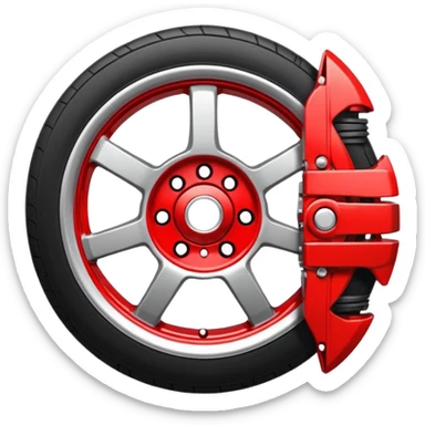 Car wheel emoji with red brake caliper sticker