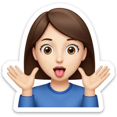 face with tongue out, hands to the side, wide eyes, excited emoji sticker