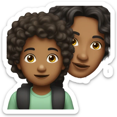 me with my 4-year-old son. I’m a Colombian woman with long wavy black hair and hazel eyes. My son, mixed French, Congolese, and Colombian, has slightly darker skin, curly hair on top, short sides, and black eyes.” sticker