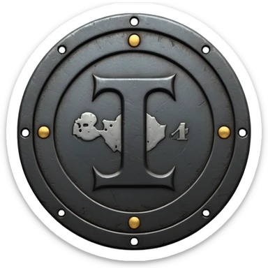 Minimal emoji, gothic metal coin made of black steel, engraved number 1 at the center, ancient industrial aesthetic, worn metal texture, no glow, no neon, flat emoji design, centered, transparent background sticker