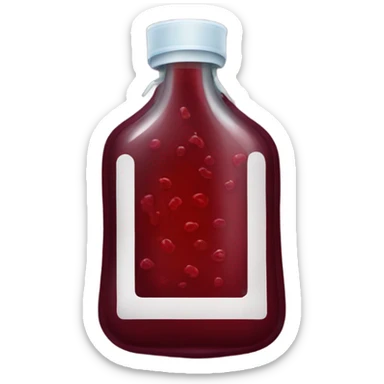infusion bag with dark red liquid  sticker