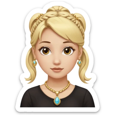fancy blonde hair girl with ponytails brown makeup and jewellery sticker