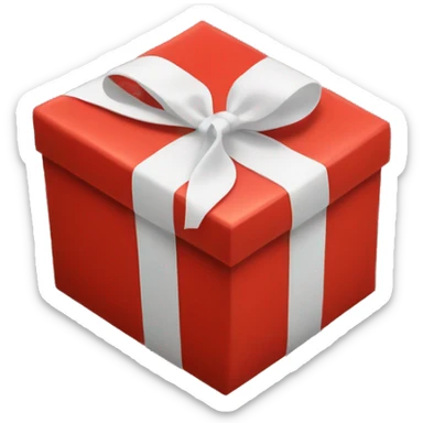 red giftbox with white ribbon sticker