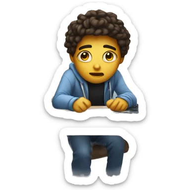 University student, Study hard, lots of assignment deadline, tired, study at Night, using computer, look anxiety, put all the material in on sticker