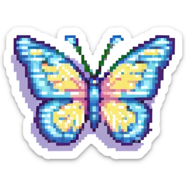 shiny butterfly with transparent background pixel art sticker