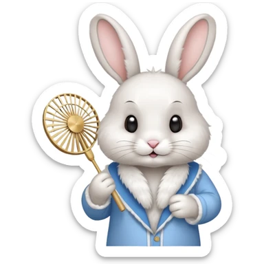 A rabbit hold a folding fan playfully sticker