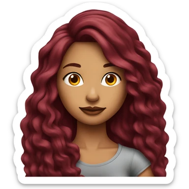 Beautiful tattooed burgundy long haired woman sitting on couch sticker