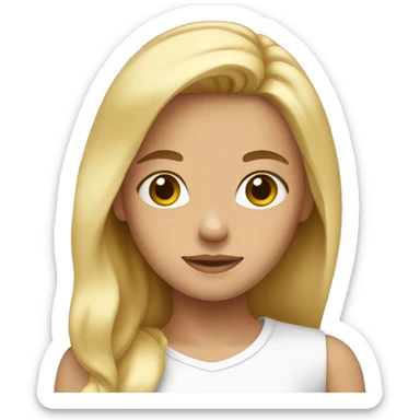 blonde girl with brown eyes, emoji size up to the middle of the body sticker