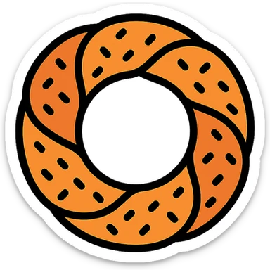 simit, the classic Turkish sesame bagel, clean modern icon style sticker