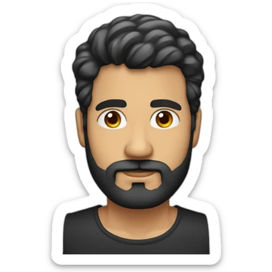 hombre de 45 años cabello muy corto negro con canas barba con canas vestido formal ojos negros anteojos sticker