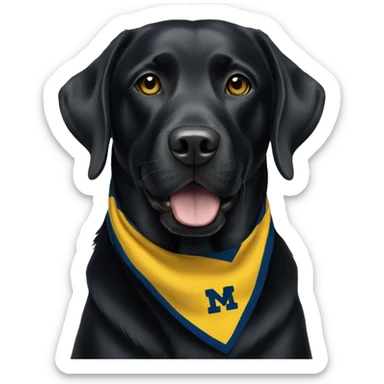 Black Labrador wearing Michigan color bandana sticker