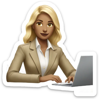 Blonde Ralph lauren women working at desk with lap top sticker