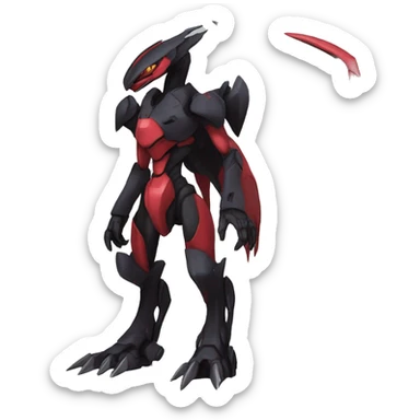  Cool Edgy Godly Futuristic Black Red Digimon-Fakemon-Genesect-Reptile full body sticker