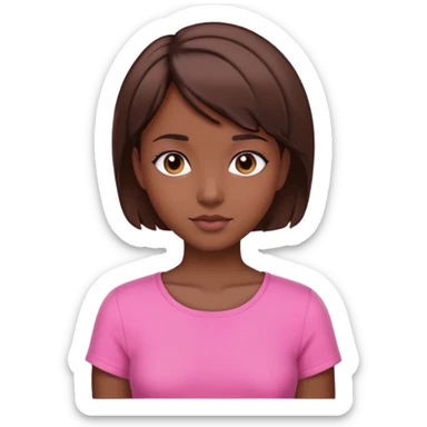 I need a girl with brown short hair, a lil dark skin, with a pink top  sticker