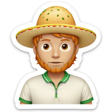 A ginger playing tennis. But his head is a real taco sticker