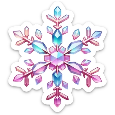 Gradient iridescent Pastel Pink crystal gemstone snowflake  sticker
