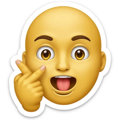 please create an emoji of the yellow face emoji kind of it bitting its index finger with a cheeky expresion sticker