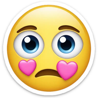 teary eyed with smile emoji with pink hearts surrounding it sticker