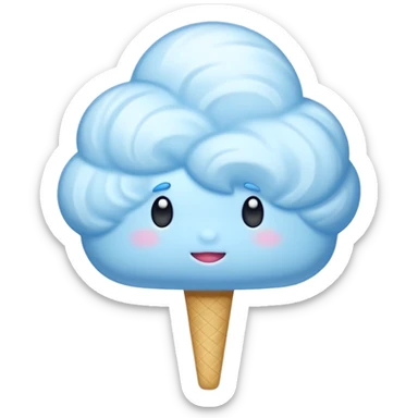 Blue Cloud Cotton Candy – light white puff, oversized and airy. sticker