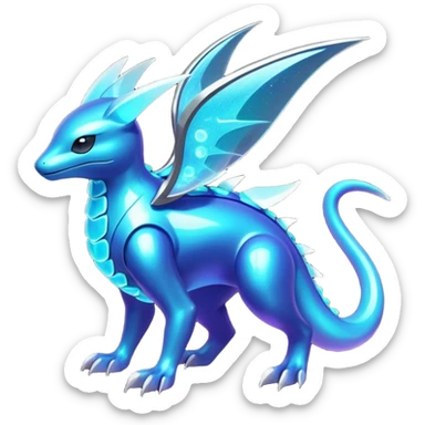  Epic legendary rare Shiny sparkly transparent bioluminescent luminescent vibrant bright pastel dark exotic iridescent colorful gradients futuristic modern metallic glossy glittery fantasy-cyber-Protogen-Fakémon-Pokémon-Vernid-creature sticker