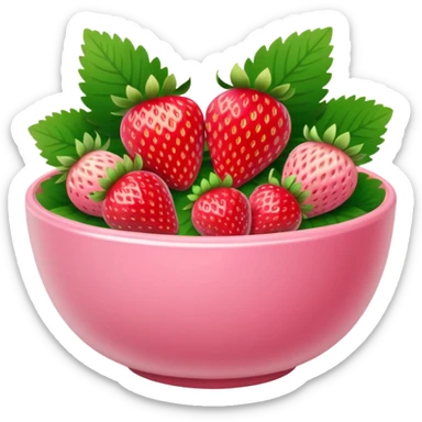 big ornate pastel pink bowl with fresh strawberries sticker