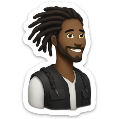 black man-dread locks- say Lets'GOOOOOOO sticker