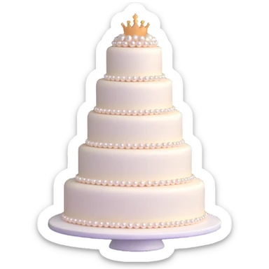 three-tier light pink wedding cake with pearl embellishments sticker