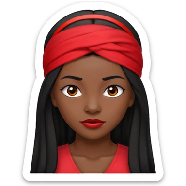 Black woman lawyer with long black hair and red headband, strong and sharp, assertive expression sticker