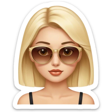Luxury blonde model, brown eyes, sunglasses on head sticker