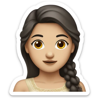 Turkic girl with Dark Brown Hair which goes a bit past shoulders wearing gown  sticker