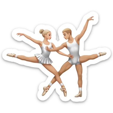 Icon for Sports Dance: a couple in competitive dance attire performing a synchronized dance with acrobatic lifts, dance shoes, rhythmic floor, and a competition backdrop. The icon should capture athleticism, technique, and precision in sports dance. Transparent background. sticker