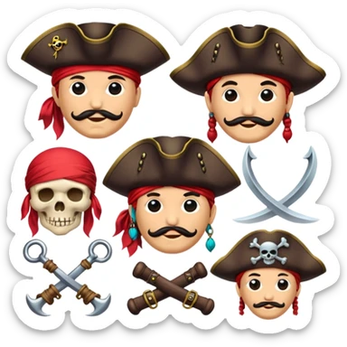 Je veux un tableau de stickers pour mon clan lak khawarizmi notre symbol est les pirat au chapeaux rouge , est un autre tableau de stickers écharpe de ton choix pour mon clan sticker