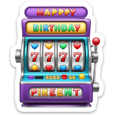 slot machine The sign says "birthday present." sticker