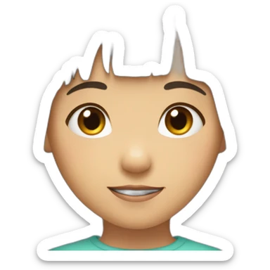 Filipino child girl young with short brown hair fringe slim lost on front tooth 4 years old sticker