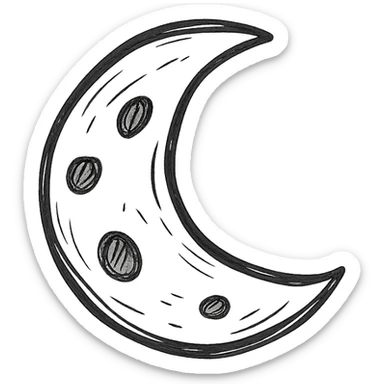 hand drawn outlined icon of a moon, no fill sticker