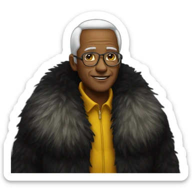 black Fur coat old yellow man sticker