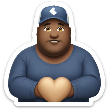 Fat guy with sideways ball cap making a heart with his hands  sticker