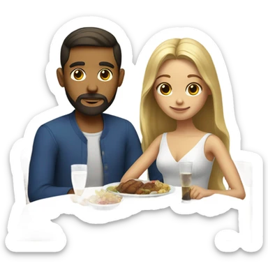 Puerto rican beard short brown hair getting dinner with with blond long hair girl  sticker